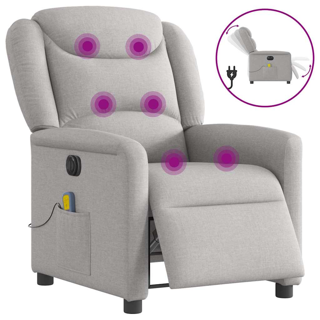 Vidaxl massagestoel elektrisch verstelbaar stof wolk grijs