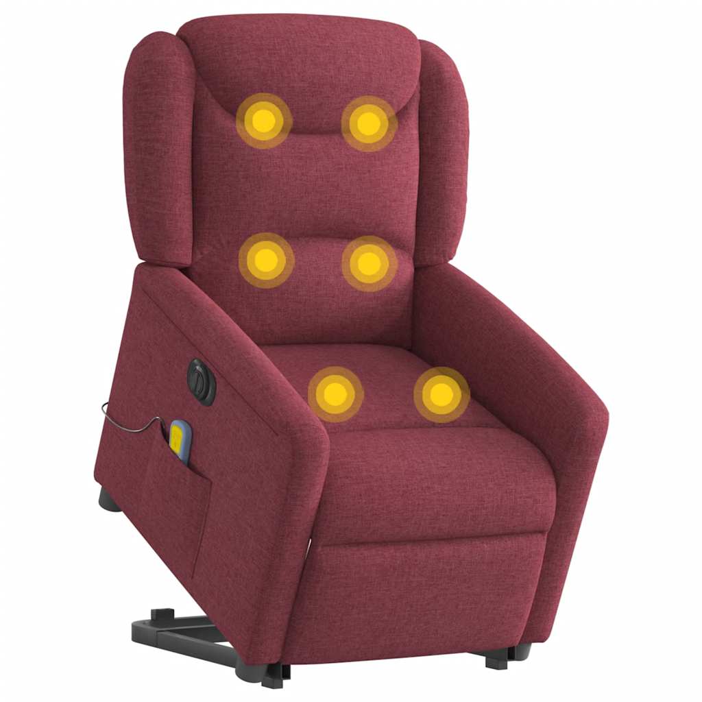Vidaxl sta-op-massagestoel elektrisch verstelbaar stof wijnrood