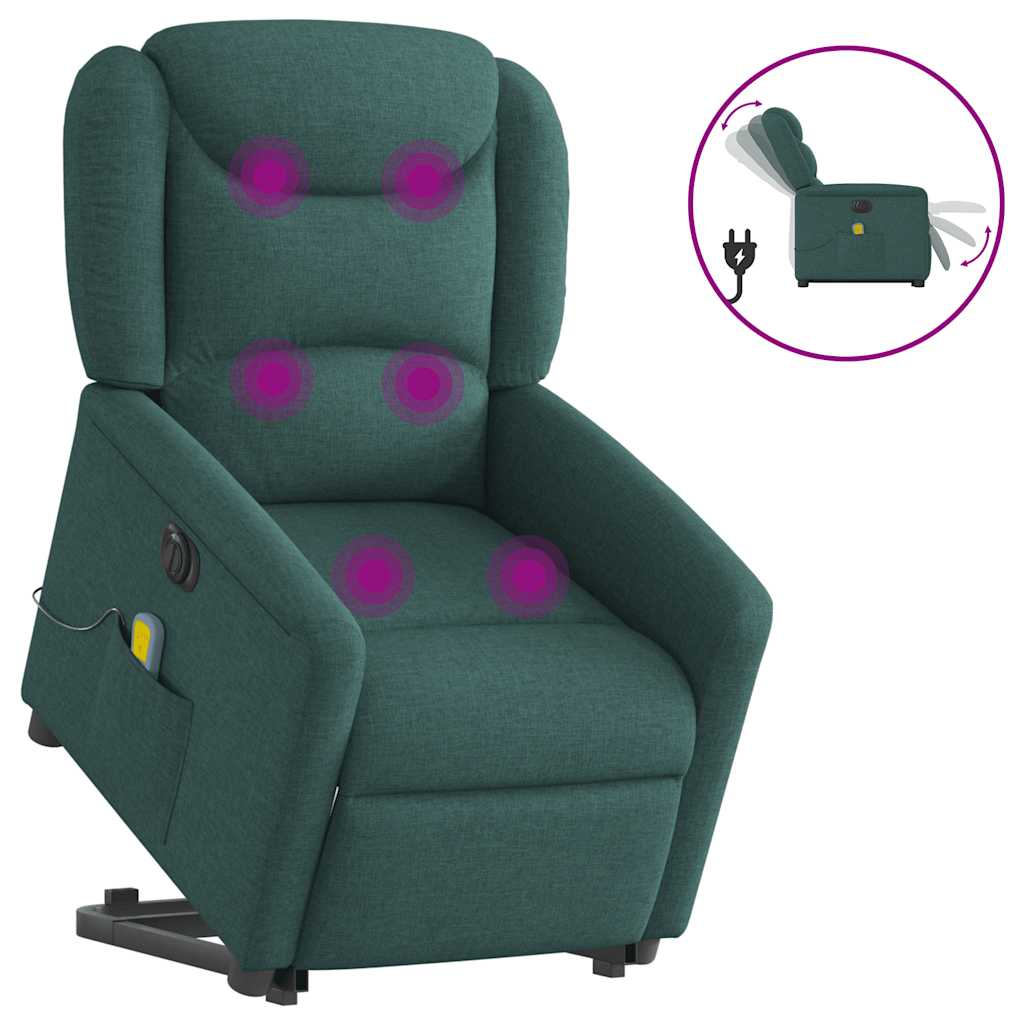 Vidaxl sta-op-massagestoel elektrisch verstelbaar stof donkergroen