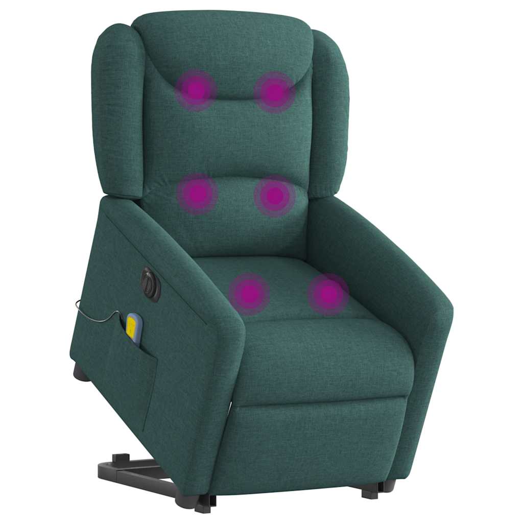 Vidaxl sta-op-massagestoel elektrisch verstelbaar stof donkergroen