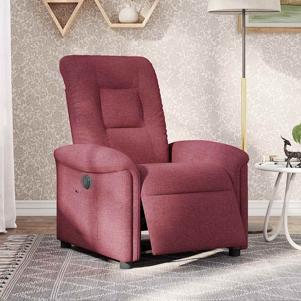 Vidaxl fauteuil verstelbaar elektrisch stof wijnrood