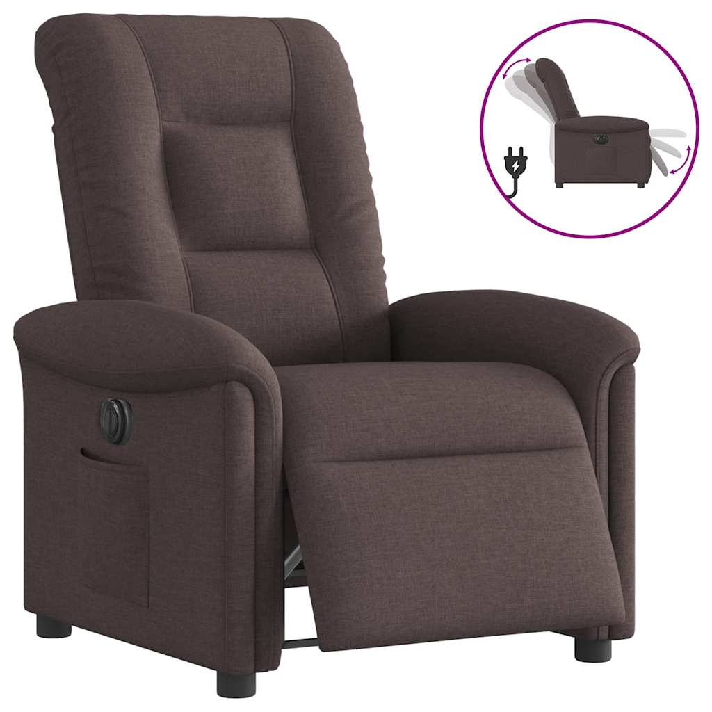 Vidaxl fauteuil verstelbaar elektrisch stof donkerbruin