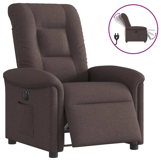 Vidaxl fauteuil verstelbaar elektrisch stof donkerbruin