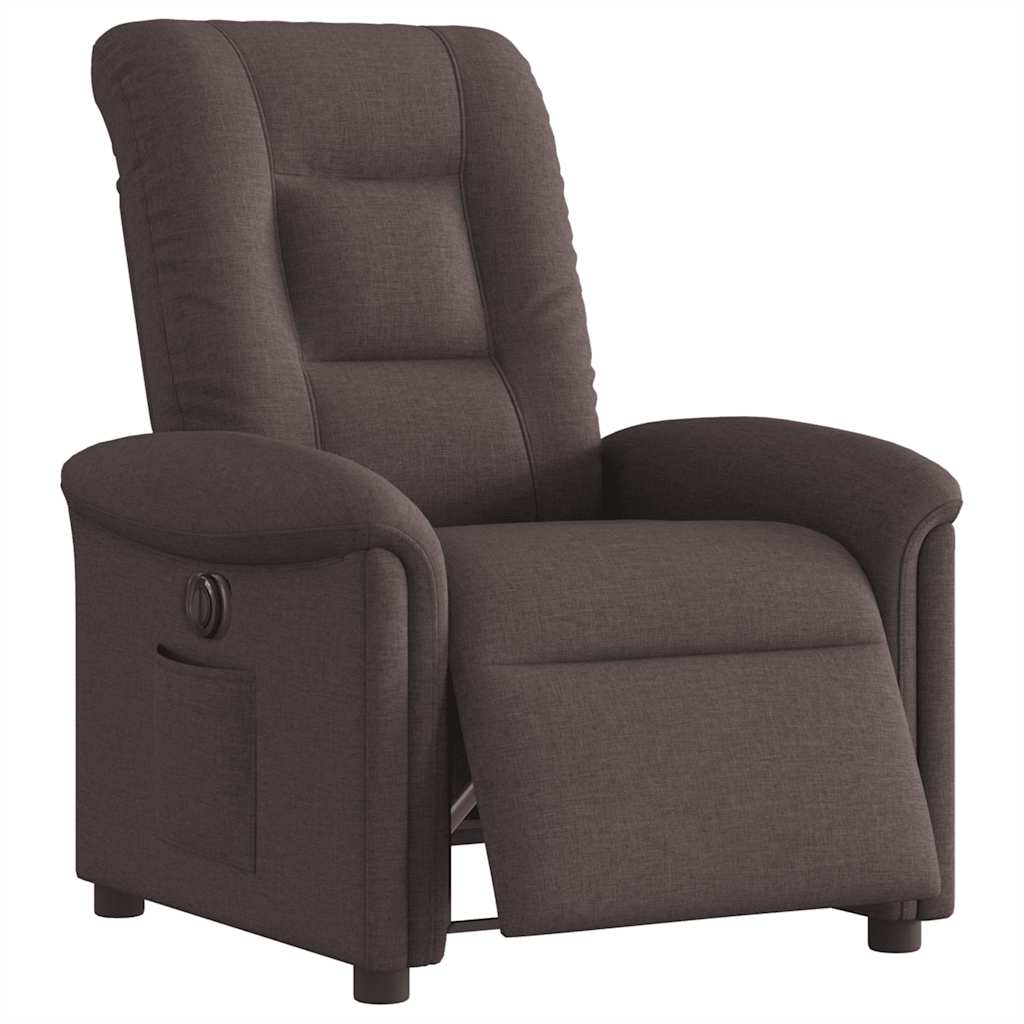 Vidaxl fauteuil verstelbaar elektrisch stof donkerbruin