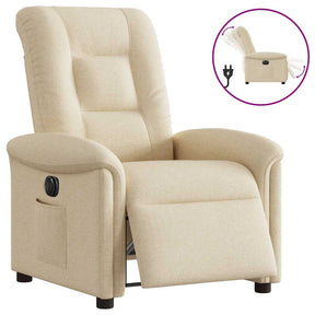 Vidaxl fauteuil verstelbaar elektrisch stof crèmekleurig