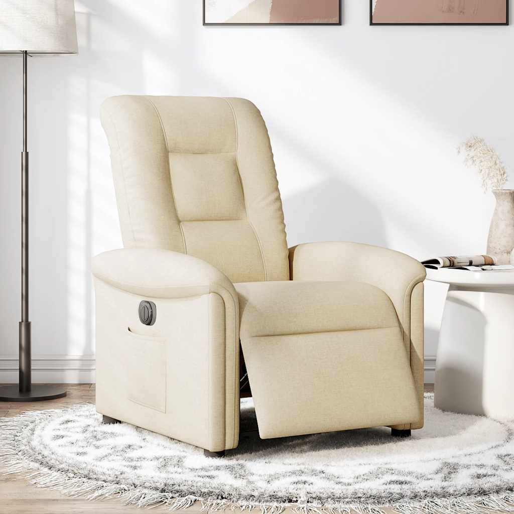Vidaxl fauteuil verstelbaar elektrisch stof crèmekleurig