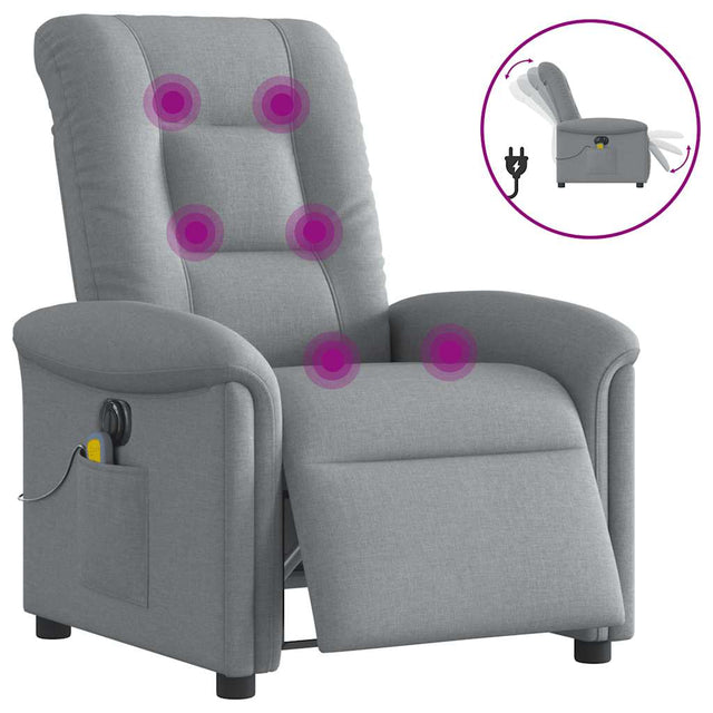 Vidaxl massagestoel elektrisch verstelbaar stof lichtgrijs