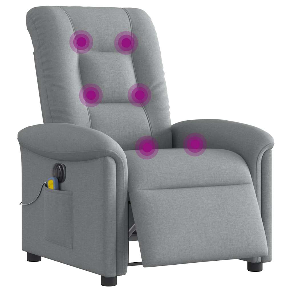 Vidaxl massagestoel elektrisch verstelbaar stof lichtgrijs