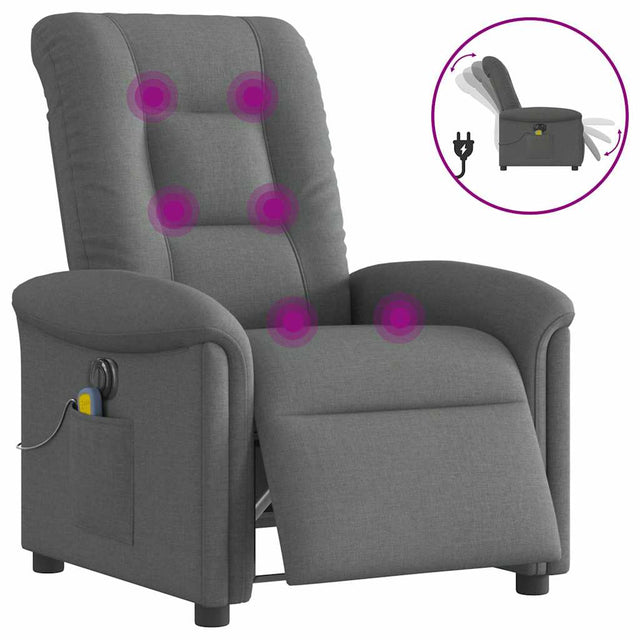 Vidaxl massagestoel elektrisch verstelbaar stof donkergrijs