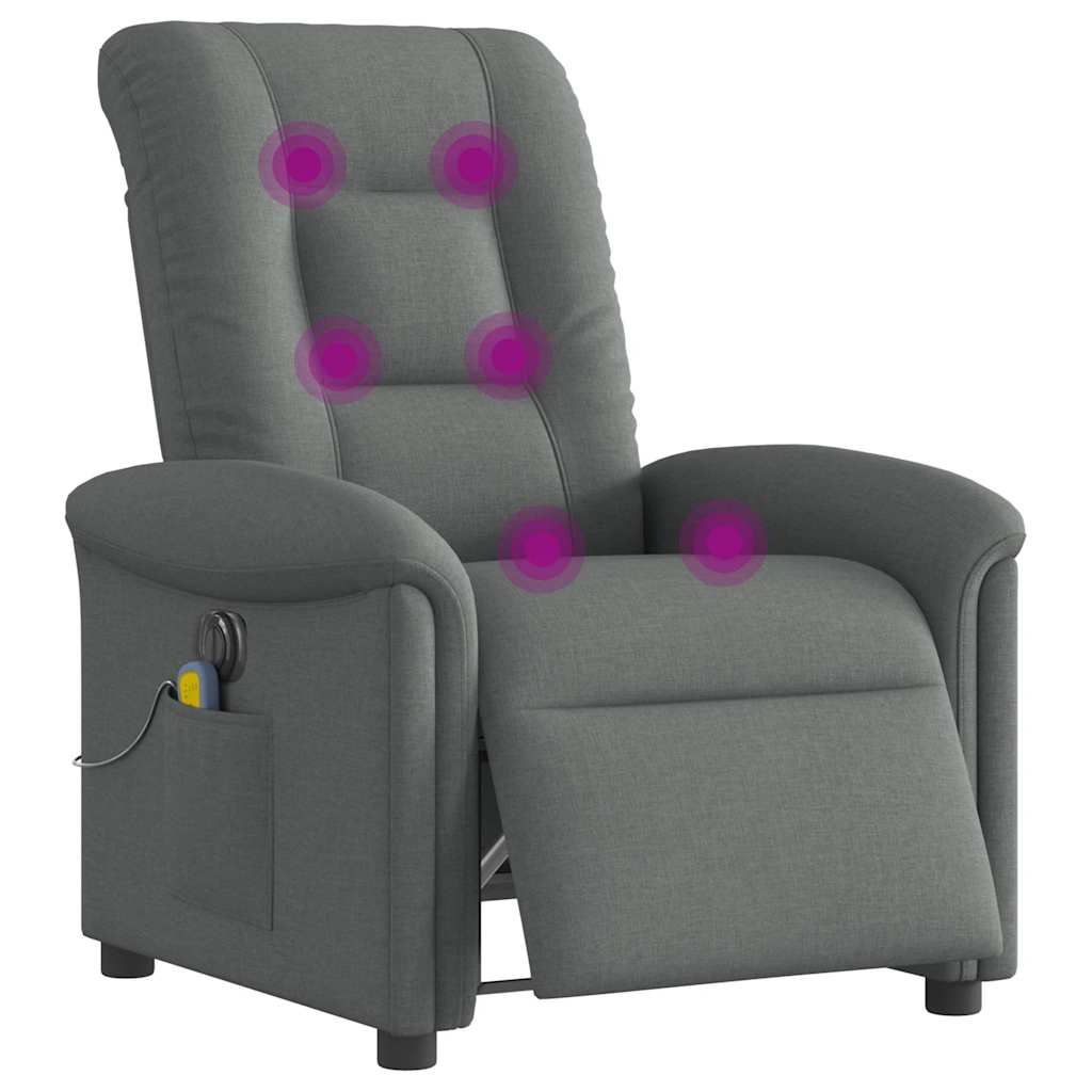 Vidaxl massagestoel elektrisch verstelbaar stof donkergrijs