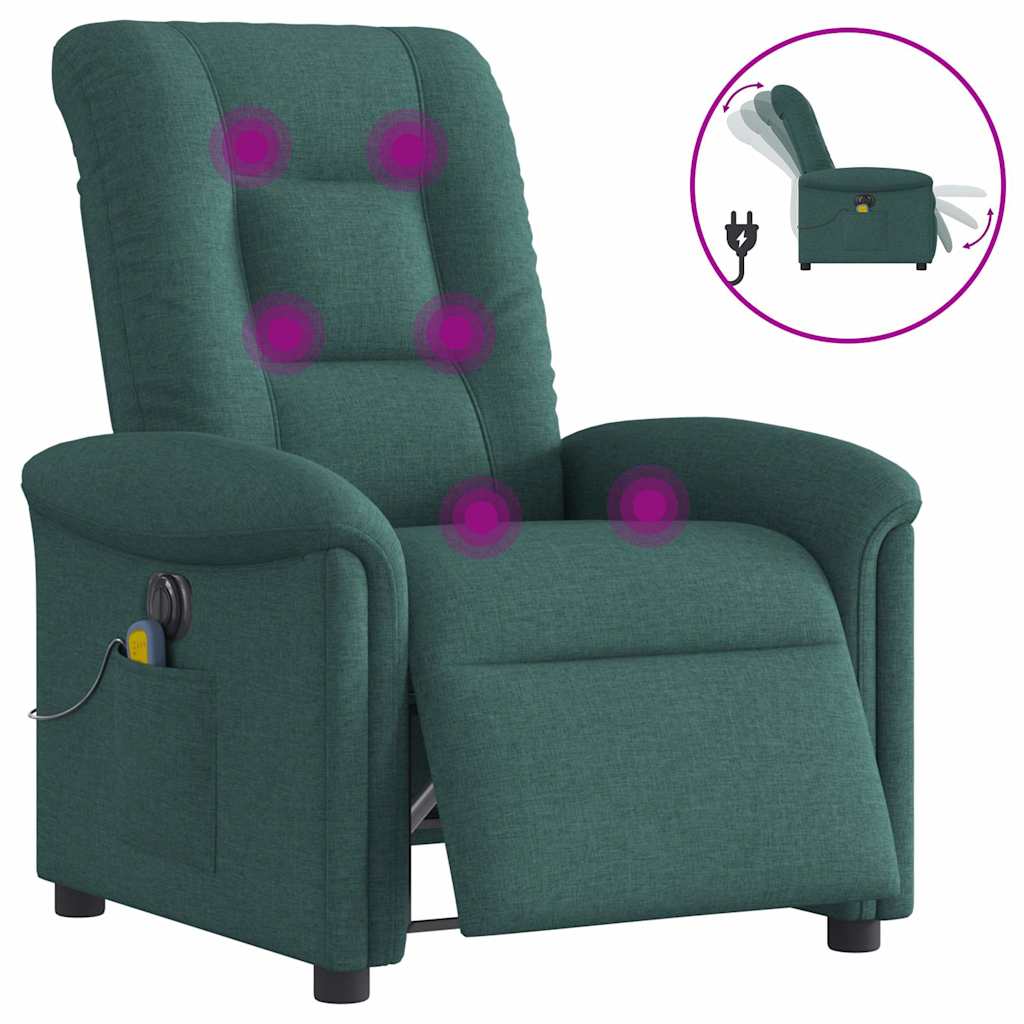 Vidaxl massagestoel elektrisch verstelbaar stof donkergroen