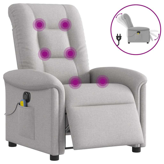 Vidaxl massagestoel elektrisch verstelbaar stof wolk grijs