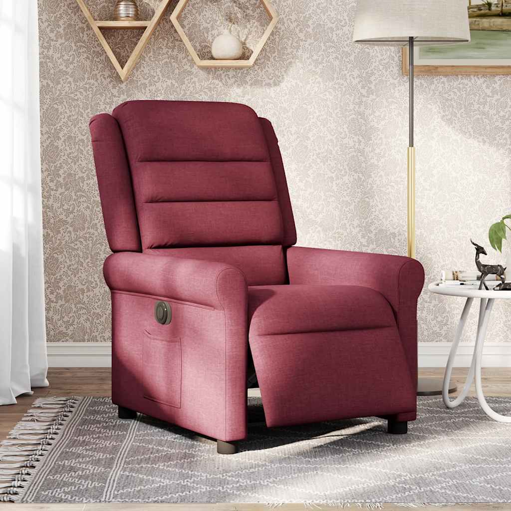 Vidaxl fauteuil verstelbaar elektrisch stof wijnrood