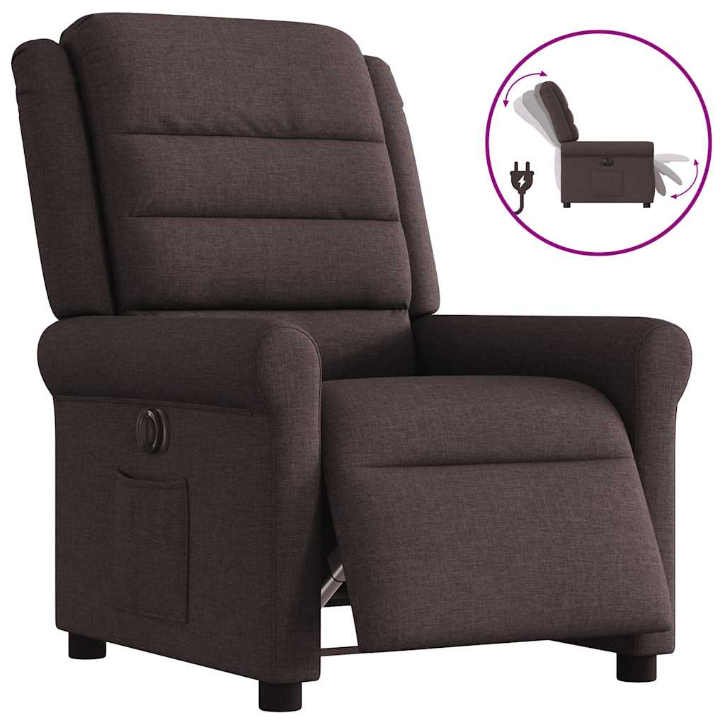 Vidaxl fauteuil verstelbaar elektrisch stof donkerbruin