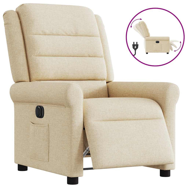 Vidaxl fauteuil verstelbaar elektrisch stof crèmekleurig
