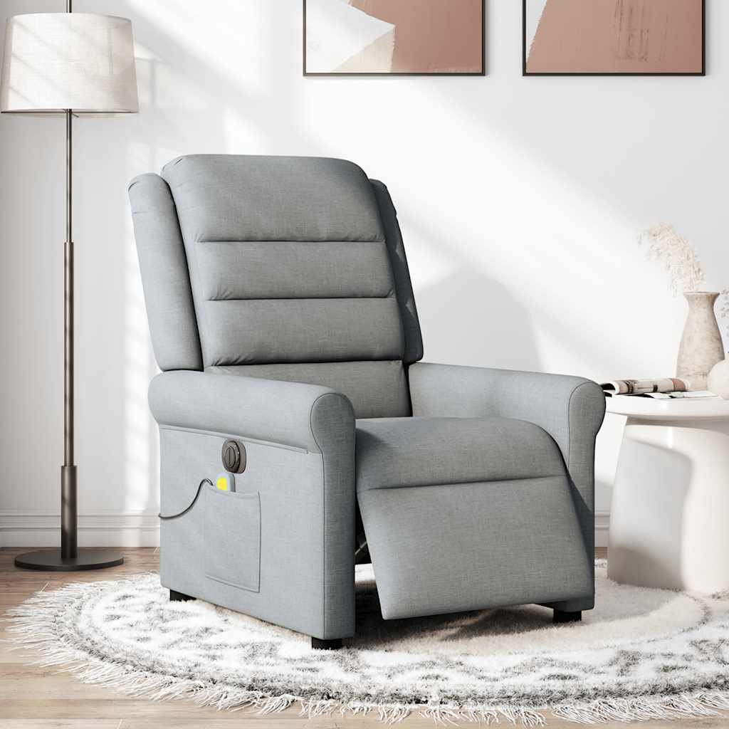 Vidaxl massagestoel elektrisch verstelbaar stof lichtgrijs
