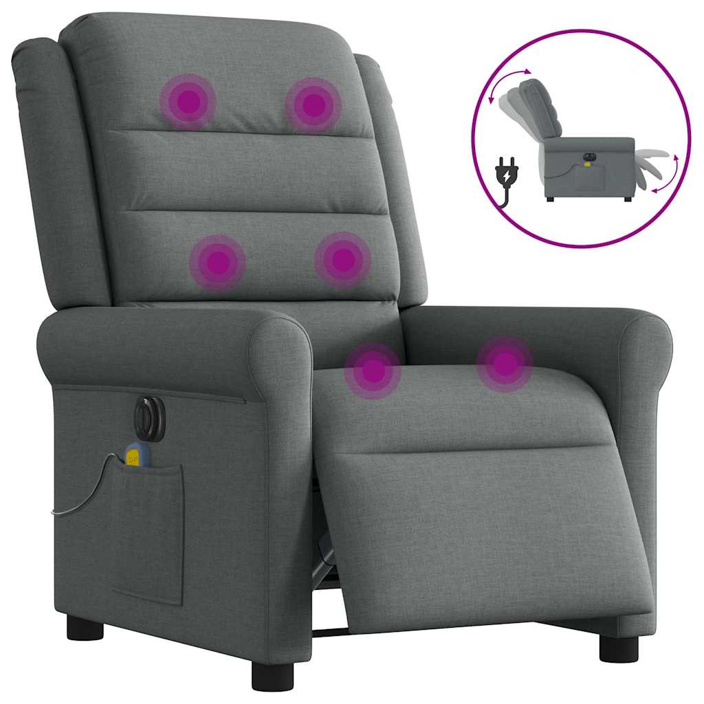 Vidaxl massagestoel elektrisch verstelbaar stof donkergrijs