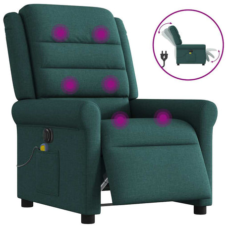 Vidaxl massagestoel elektrisch verstelbaar stof donkergroen
