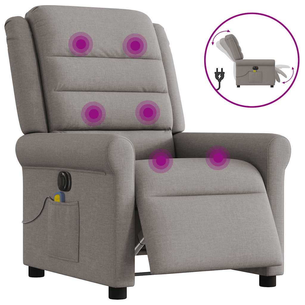 Vidaxl massagestoel elektrisch verstelbaar stof taupe