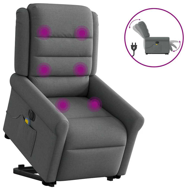 Vidaxl sta-op-massagestoel elektrisch verstelbaar stof donkergrijs
