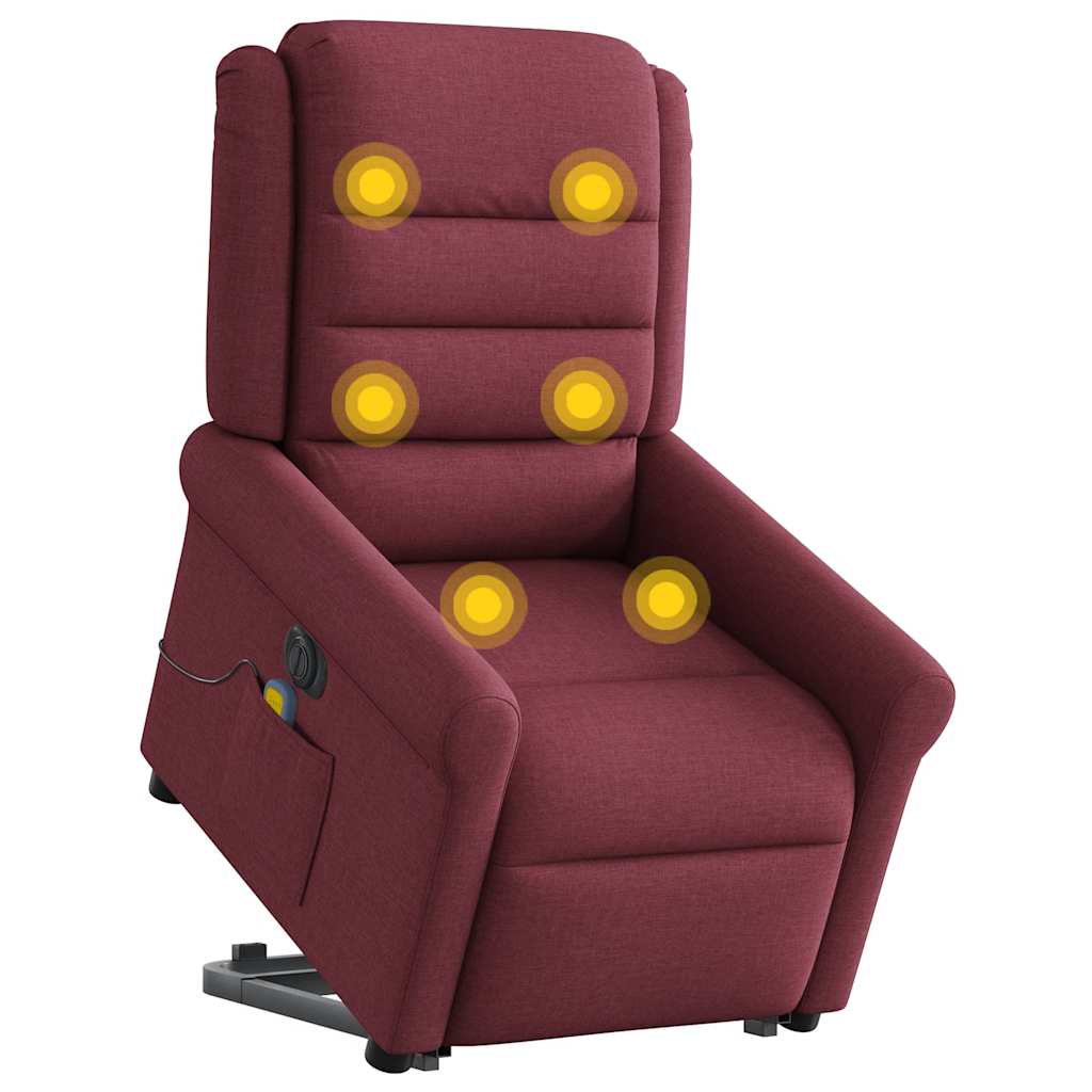 Vidaxl sta-op-massagestoel elektrisch verstelbaar stof wijnrood