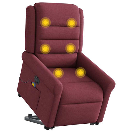 Vidaxl sta-op-massagestoel elektrisch verstelbaar stof wijnrood