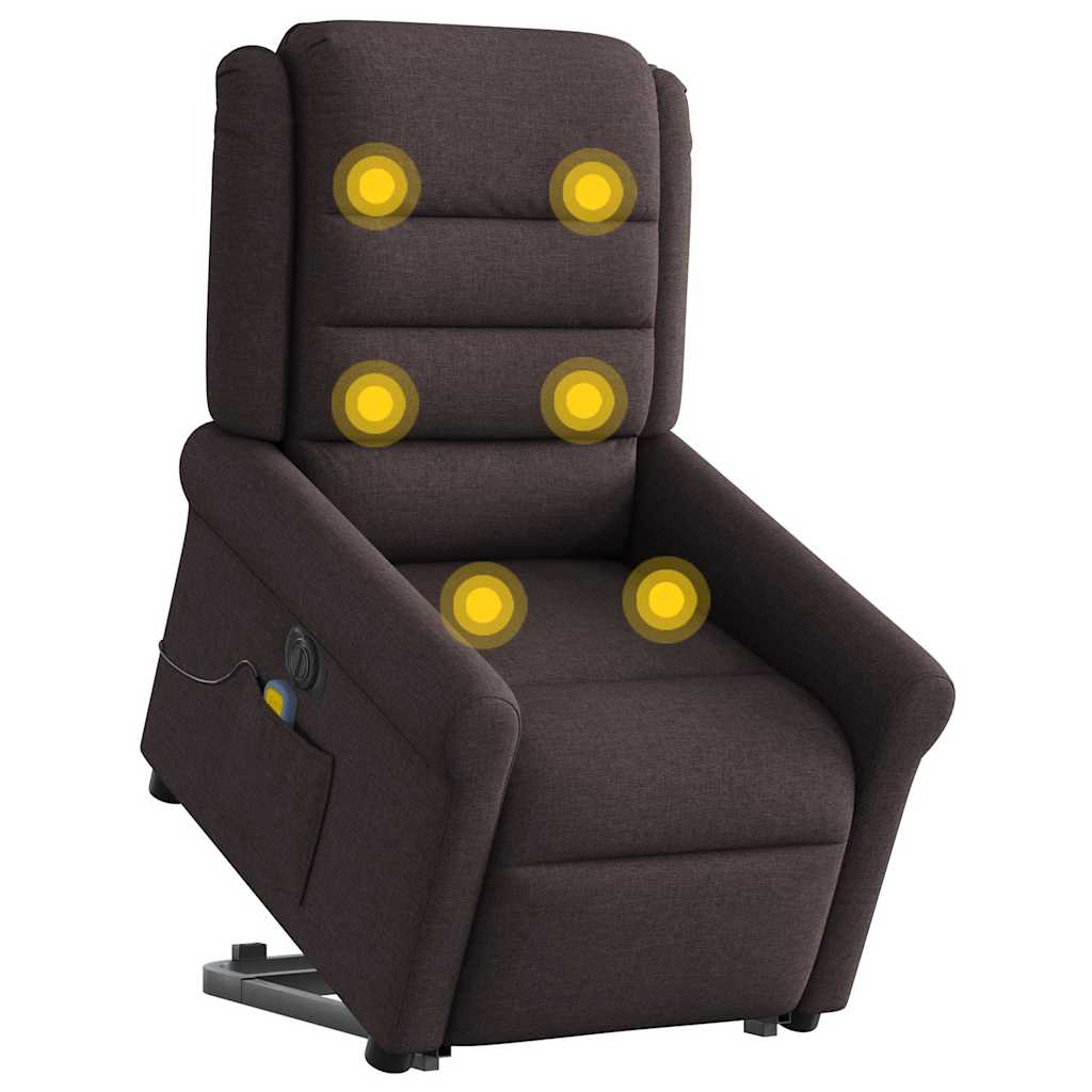 Vidaxl sta-op-massagestoel elektrisch verstelbaar stof donkerbruin