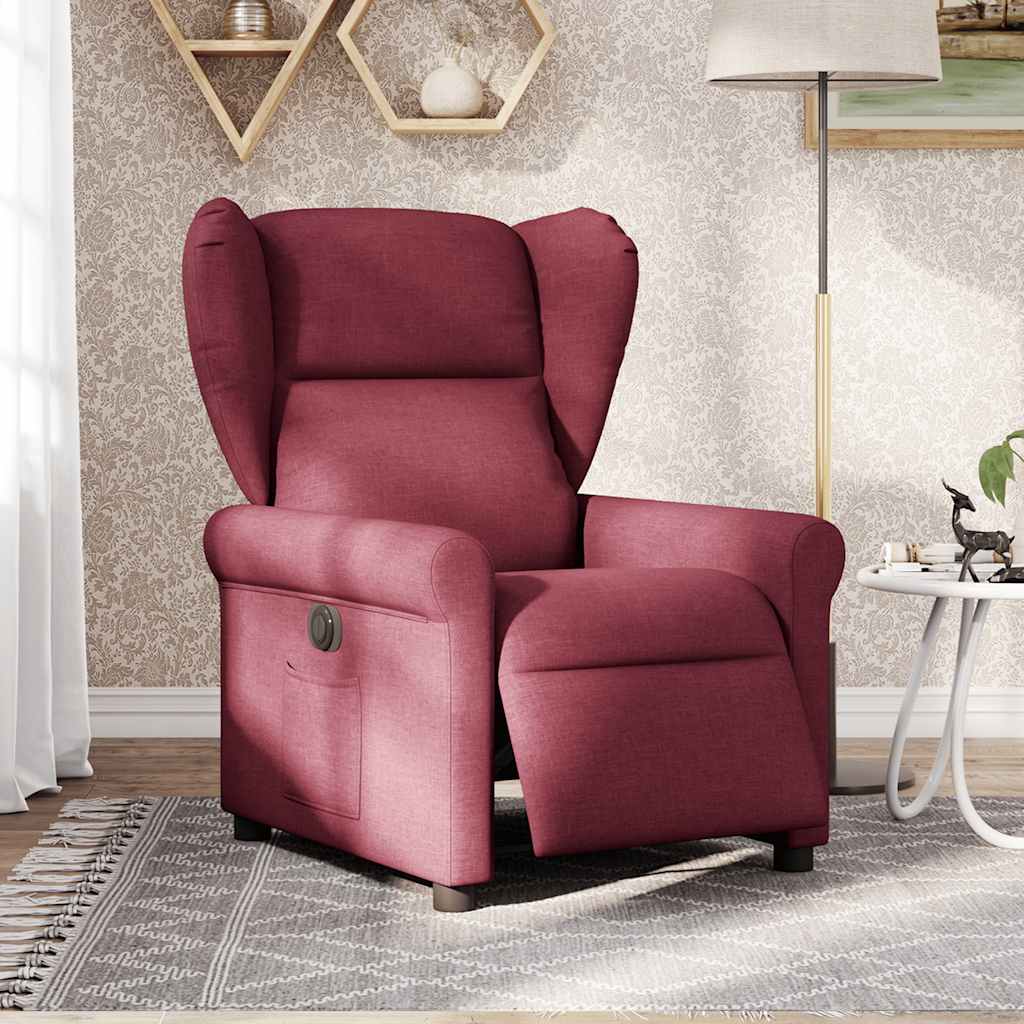 Vidaxl fauteuil verstelbaar elektrisch stof wijnrood