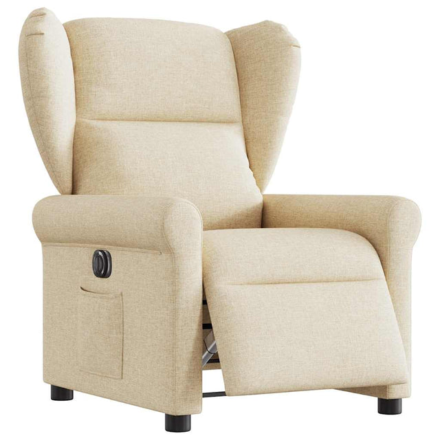 Vidaxl fauteuil verstelbaar elektrisch stof crèmekleurig