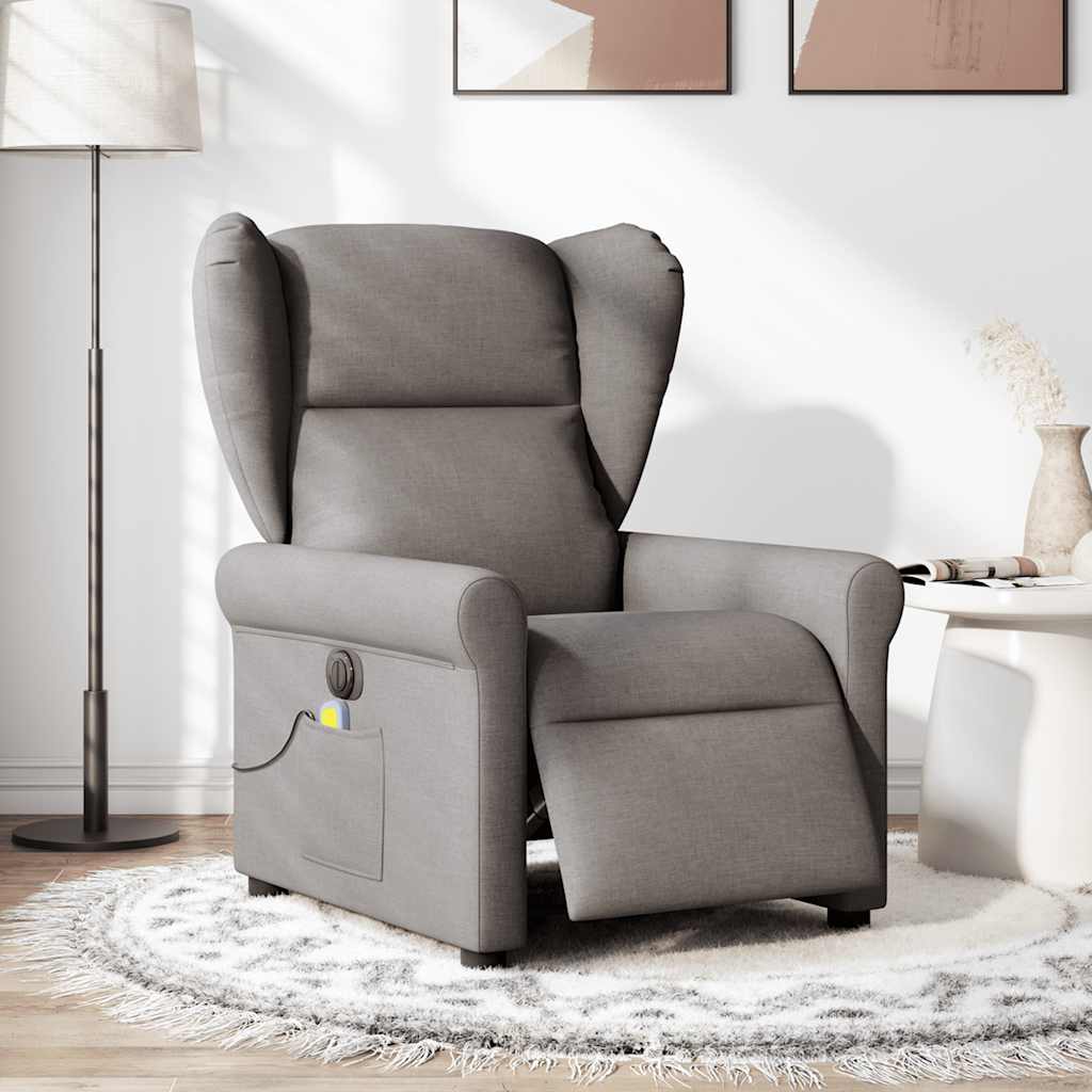 Vidaxl massagestoel elektrisch verstelbaar stof taupe