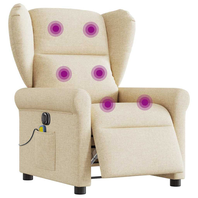 Vidaxl massagestoel elektrisch verstelbaar stof crèmekleurig