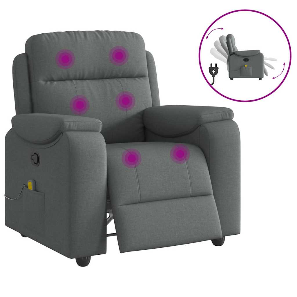 Vidaxl massagestoel in donkergrijze stof