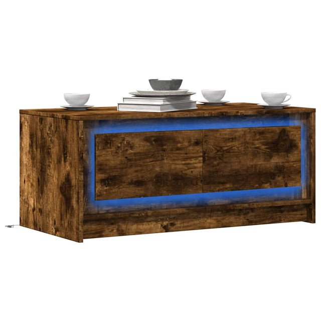 Vidaxl salontafel met led-verlichting bewerkt hout gerookt eikenkleur