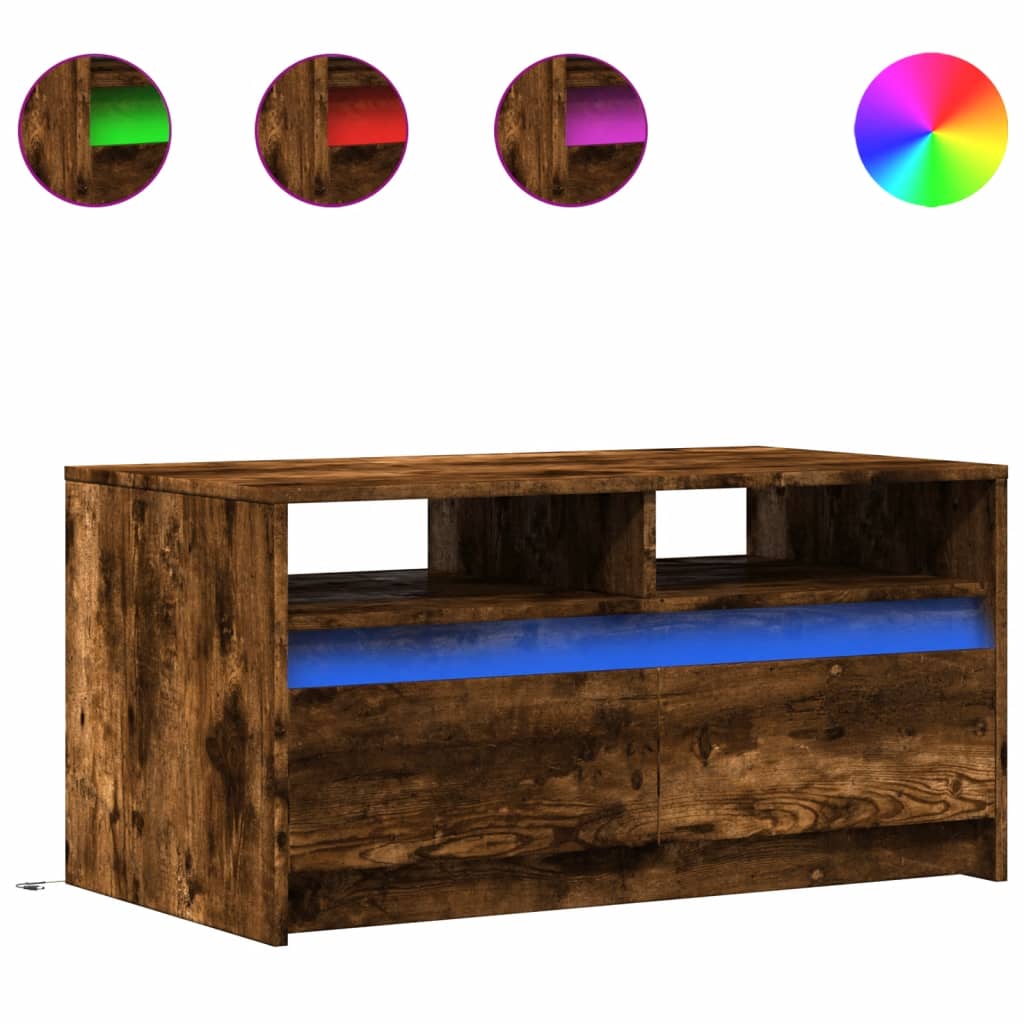 Vidaxl salontafel met led-verlichting bewerkt hout gerookt eikenkleur