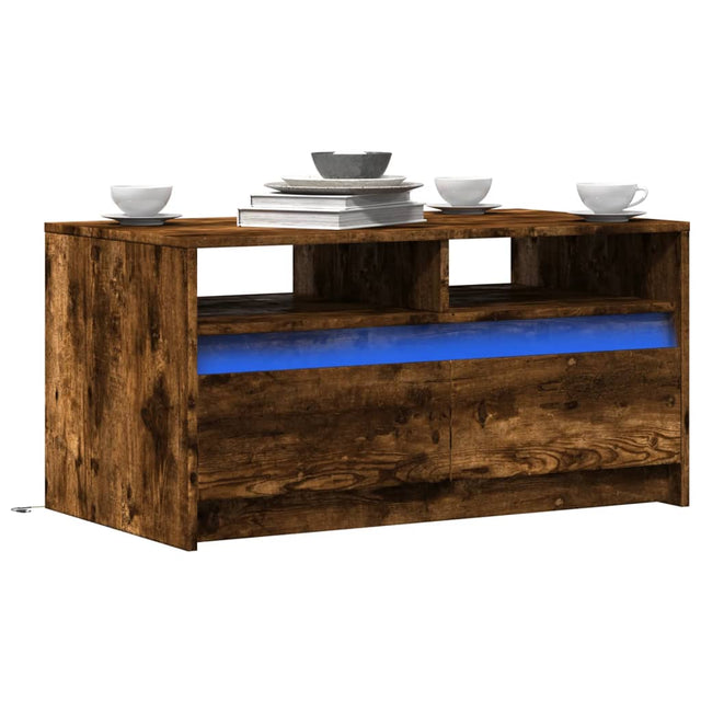 Vidaxl salontafel met led-verlichting bewerkt hout gerookt eikenkleur