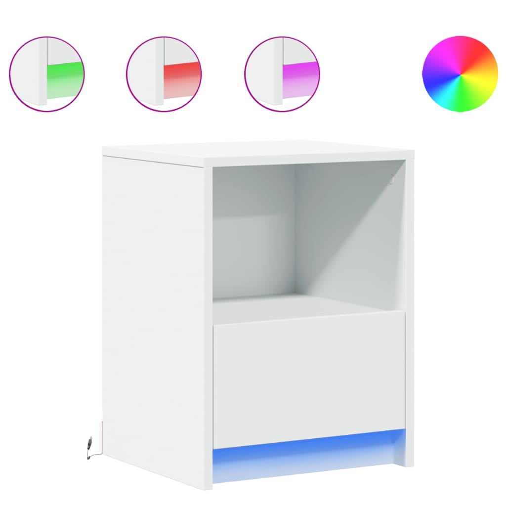 Vidaxl nachtkastjes met led-verlichting 2 st bewerkt hout wit