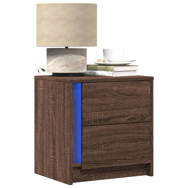 Vidaxl nachtkastjes met led 2 st bewerkt hout bruin eikenkleur