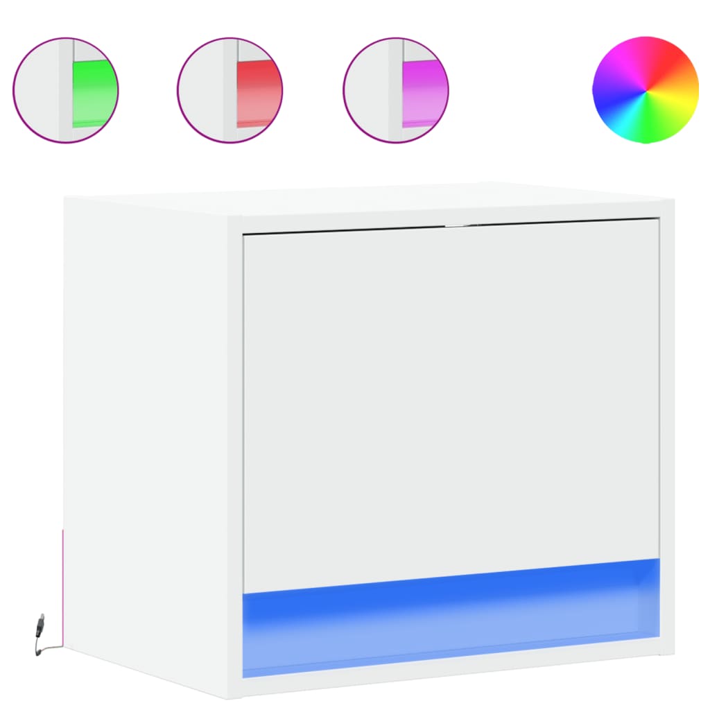 Vidaxl nachtkastjes met led's 2 st wandgemonteerd wit