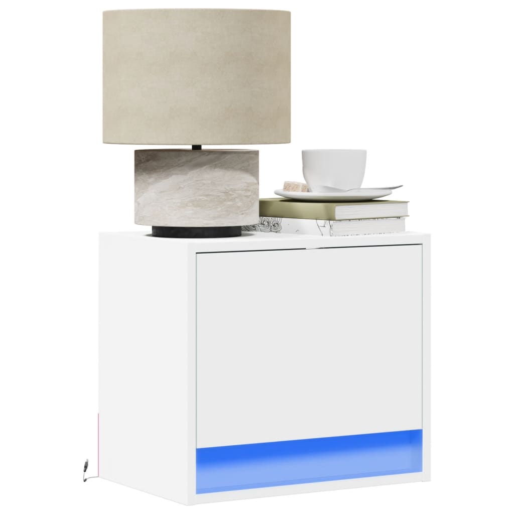 Vidaxl nachtkastjes met led's 2 st wandgemonteerd wit