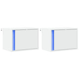 Vidaxl nachtkastjes met led's 2 st wandgemonteerd wit