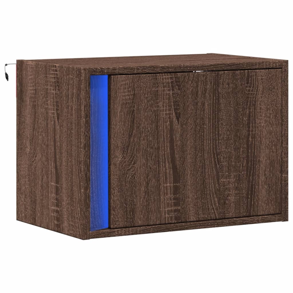 Vidaxl nachtkastje met led's wandgemonteerd bruin eikenkleur