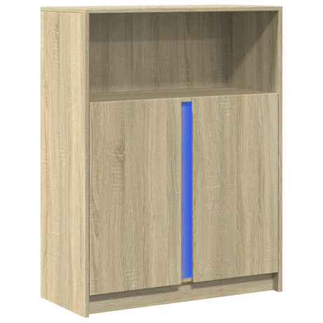Vidaxl dressoir met led 77x34x100 cm bewerkt hout sonoma eikenkleurig