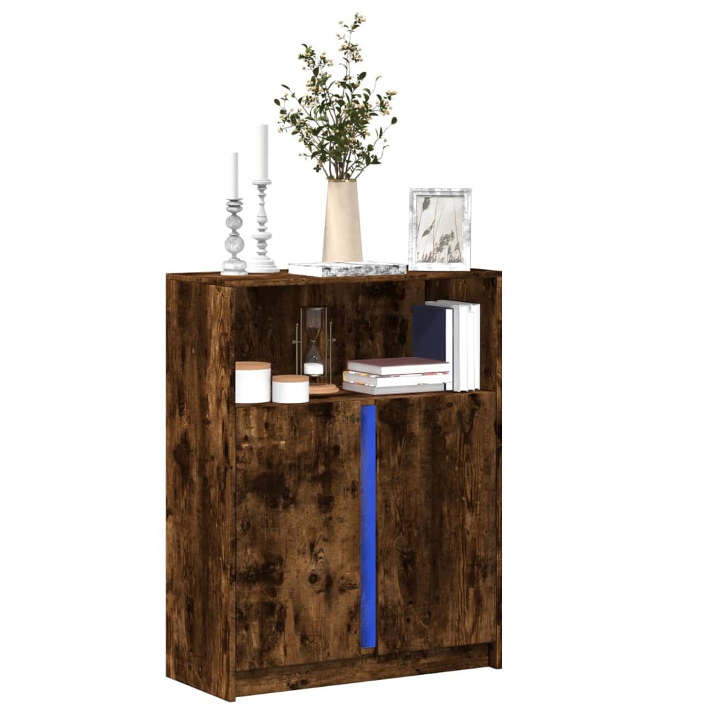 Vidaxl dressoir met led 77x34x100 cm bewerkt hout gerookt eikenkleurig
