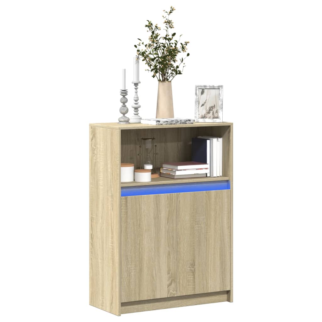 Vidaxl dressoir met led 72x34x100 cm bewerkt hout sonoma eikenkleurig