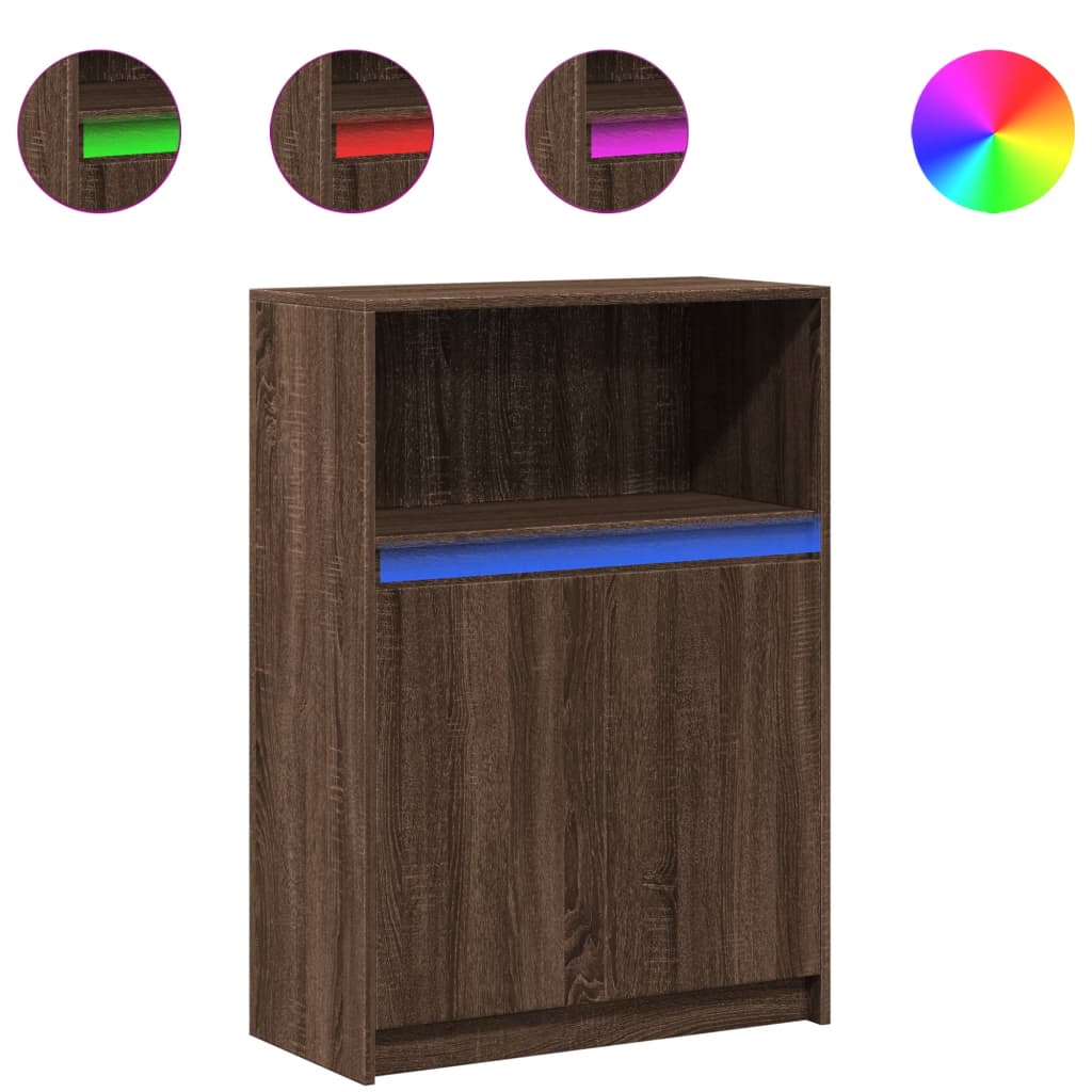 Vidaxl dressoir met led 72x34x100 cm bewerkt hout bruin eikenkleur