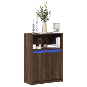 Vidaxl dressoir met led 72x34x100 cm bewerkt hout bruin eikenkleur
