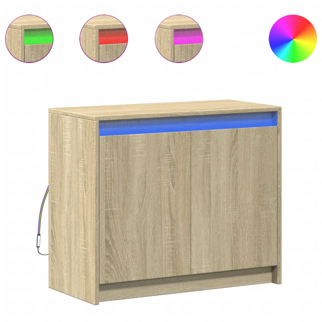 Vidaxl dressoir met led 72x34x61 cm bewerkt hout sonoma eikenkleurig
