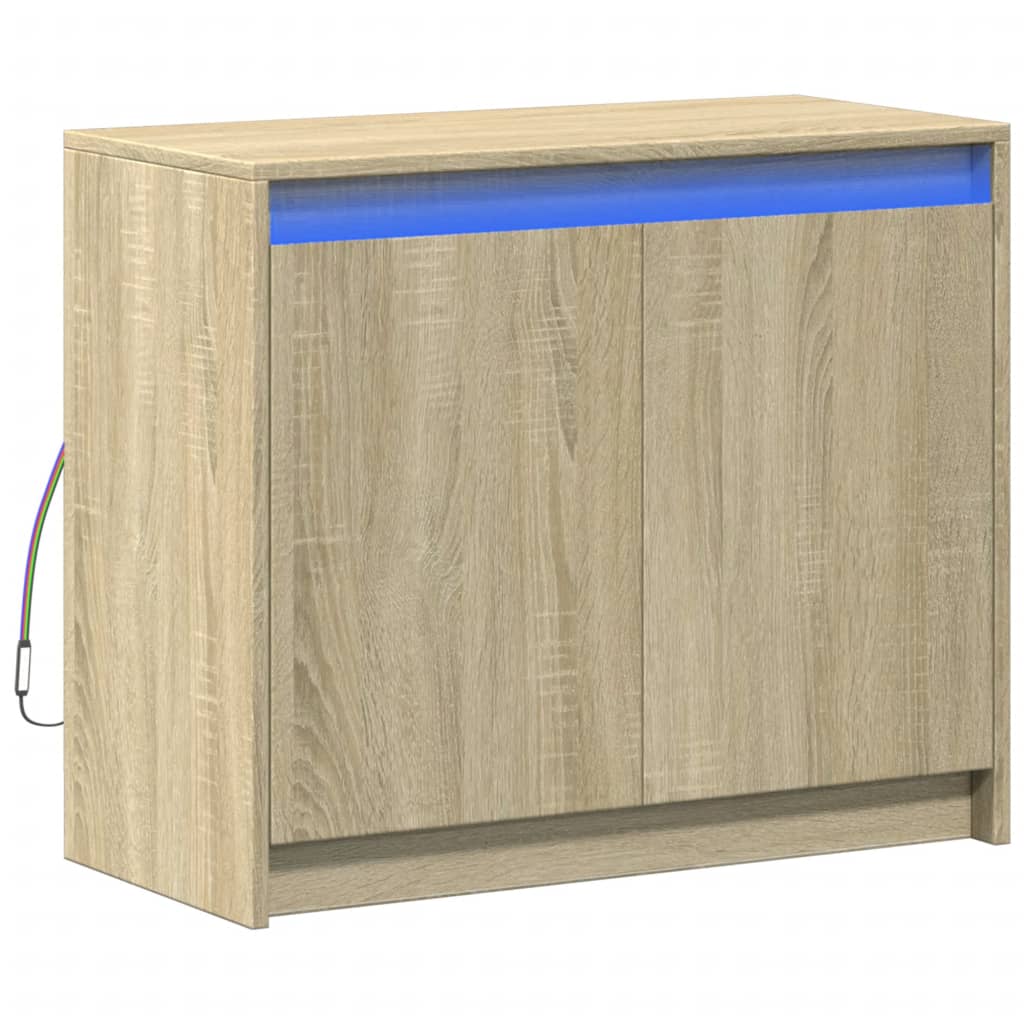 Vidaxl dressoir met led 72x34x61 cm bewerkt hout sonoma eikenkleurig