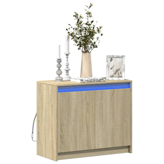 Vidaxl dressoir met led 72x34x61 cm bewerkt hout sonoma eikenkleurig