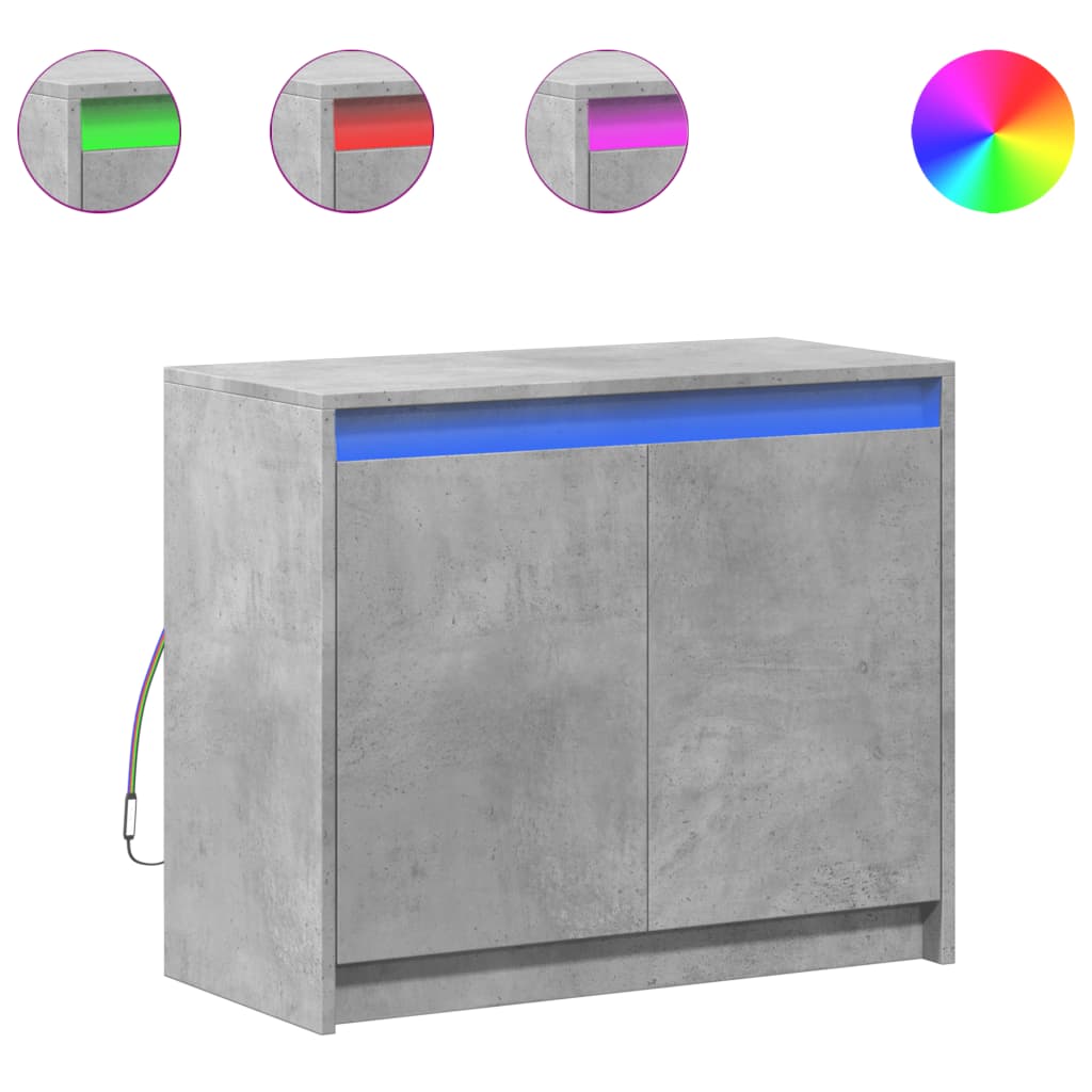 Vidaxl dressoir met led 72x34x61 cm bewerkt hout betongrijs